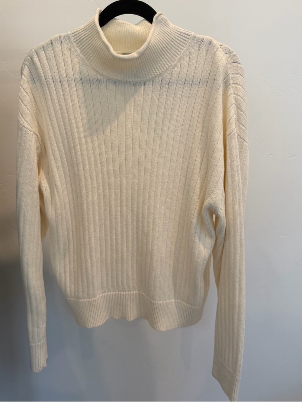 Kith Ribbed Mock Neck Sweater Cotton Cream Size Medium